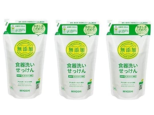 《セット販売》 ミヨシ石鹸 無添加 食器洗いせっけん 液体 リフィル つめかえ用 (350m L)×3個セット 詰め替え用 台所用せっけん