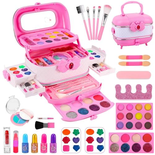 Kabeila メイク 女の子 おもちゃ 子供 お化粧 セット コスメセット 小学生 キッズ メイクアップ 玩具 プリンセス 子供用 メイクおもちゃ メイク遊び 本物 無添加 水洗い可能 メイクボック